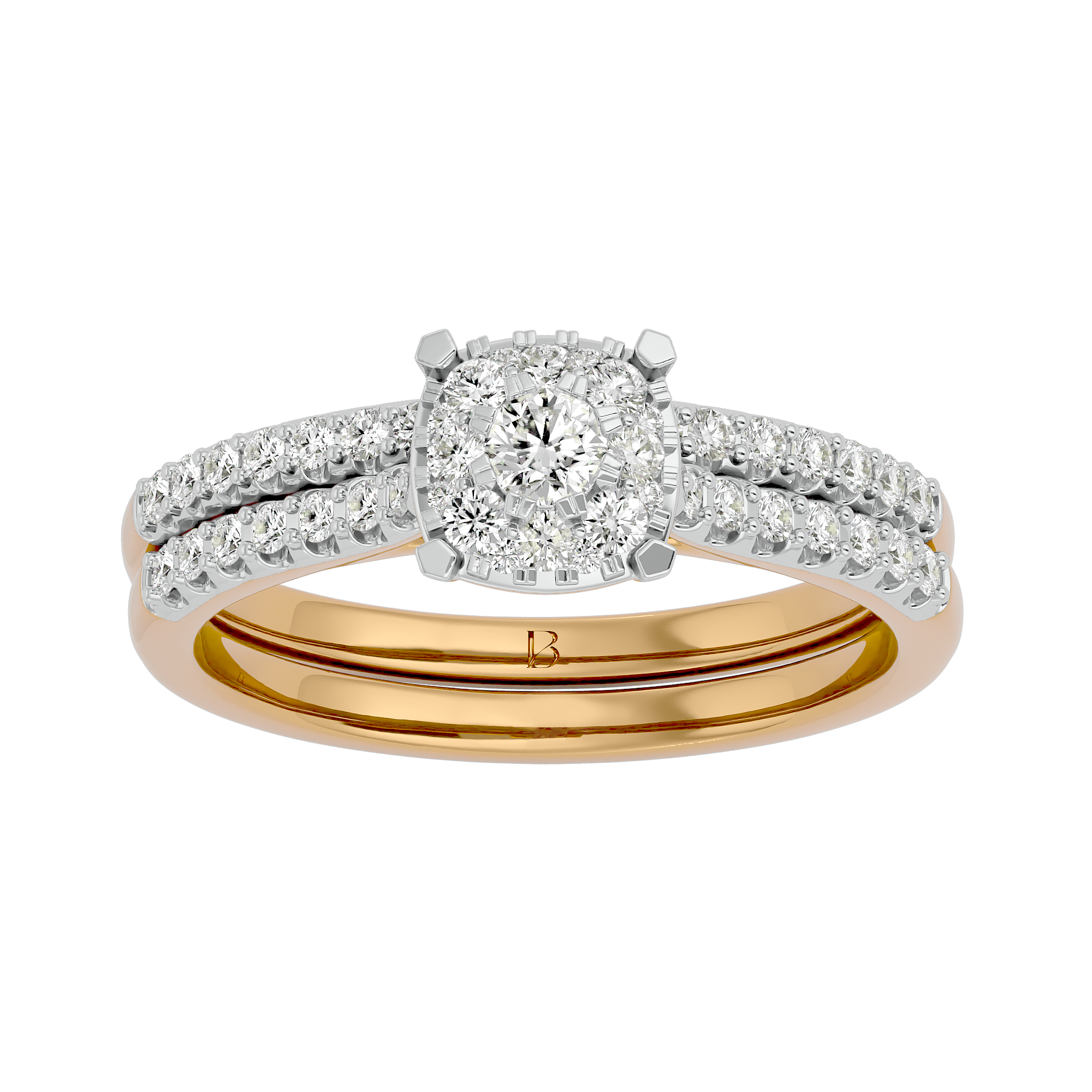 Round 0.61 carat Engagement Diamond Ring in 14Kt Yellow Gold - Blu Diamonds