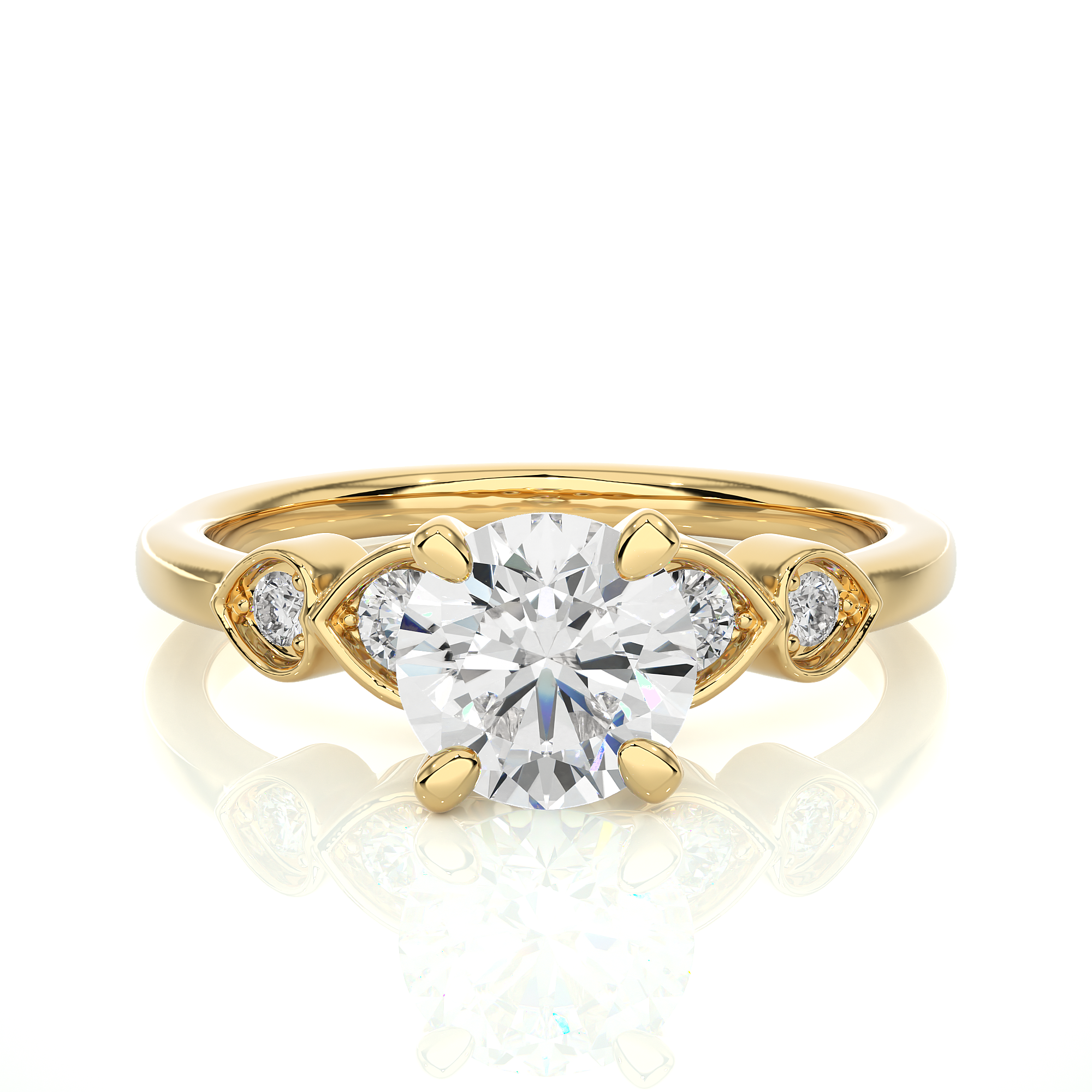 Yellow Gold 1.21 Ct Round Solitaire Diamond Ring - Blu Diamonds