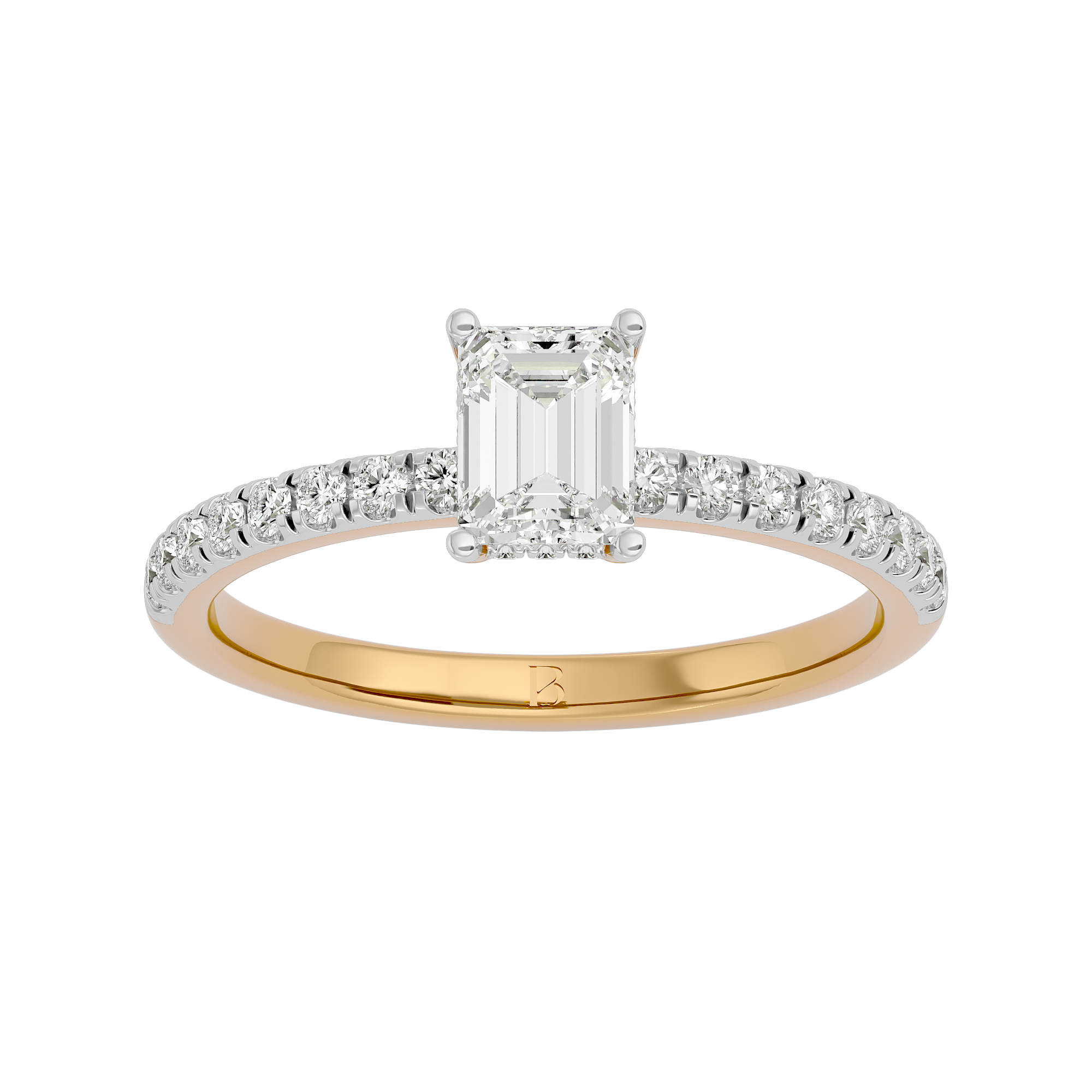 Emerald Cut Solitaire Lab Grown Diamond Ring in 14Kt Gold - Blu Diamonds