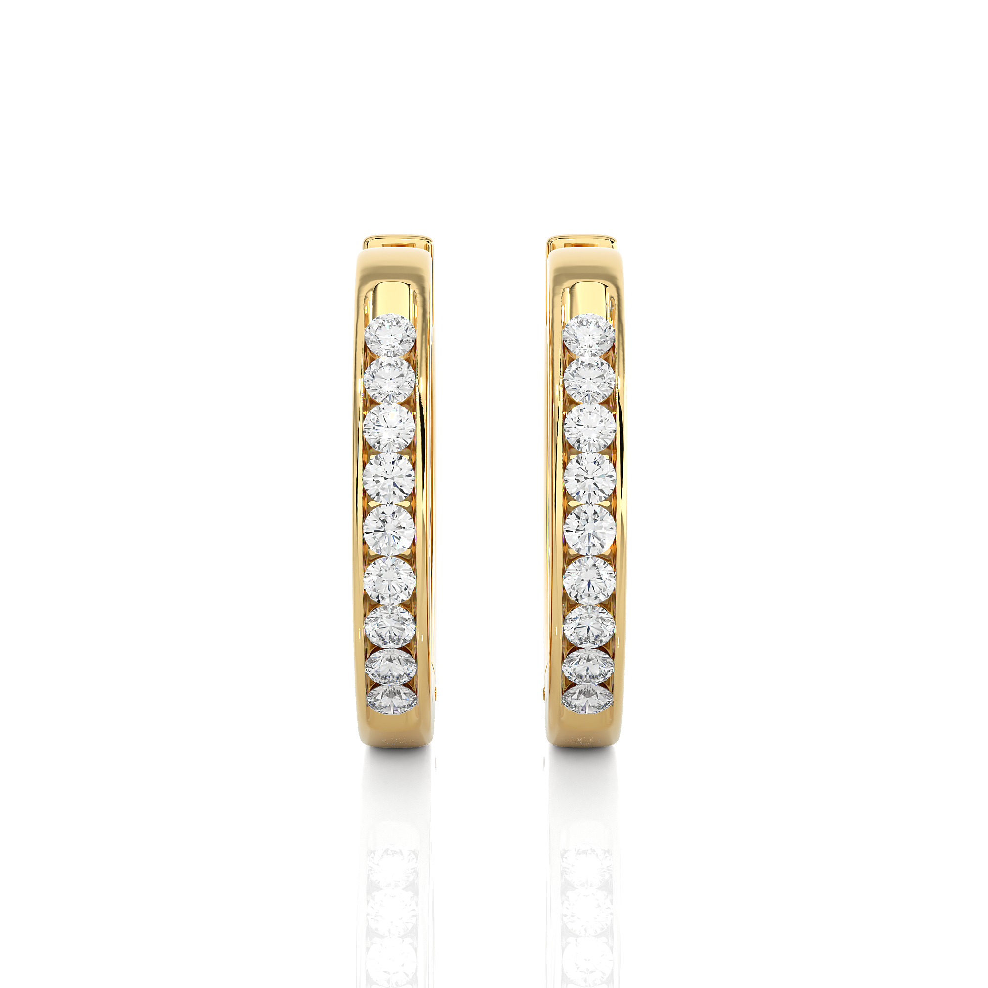 0.52Ct Round Lab Grown Diamond Hoop Earrings in Yellow Gold - Blu Diamonds