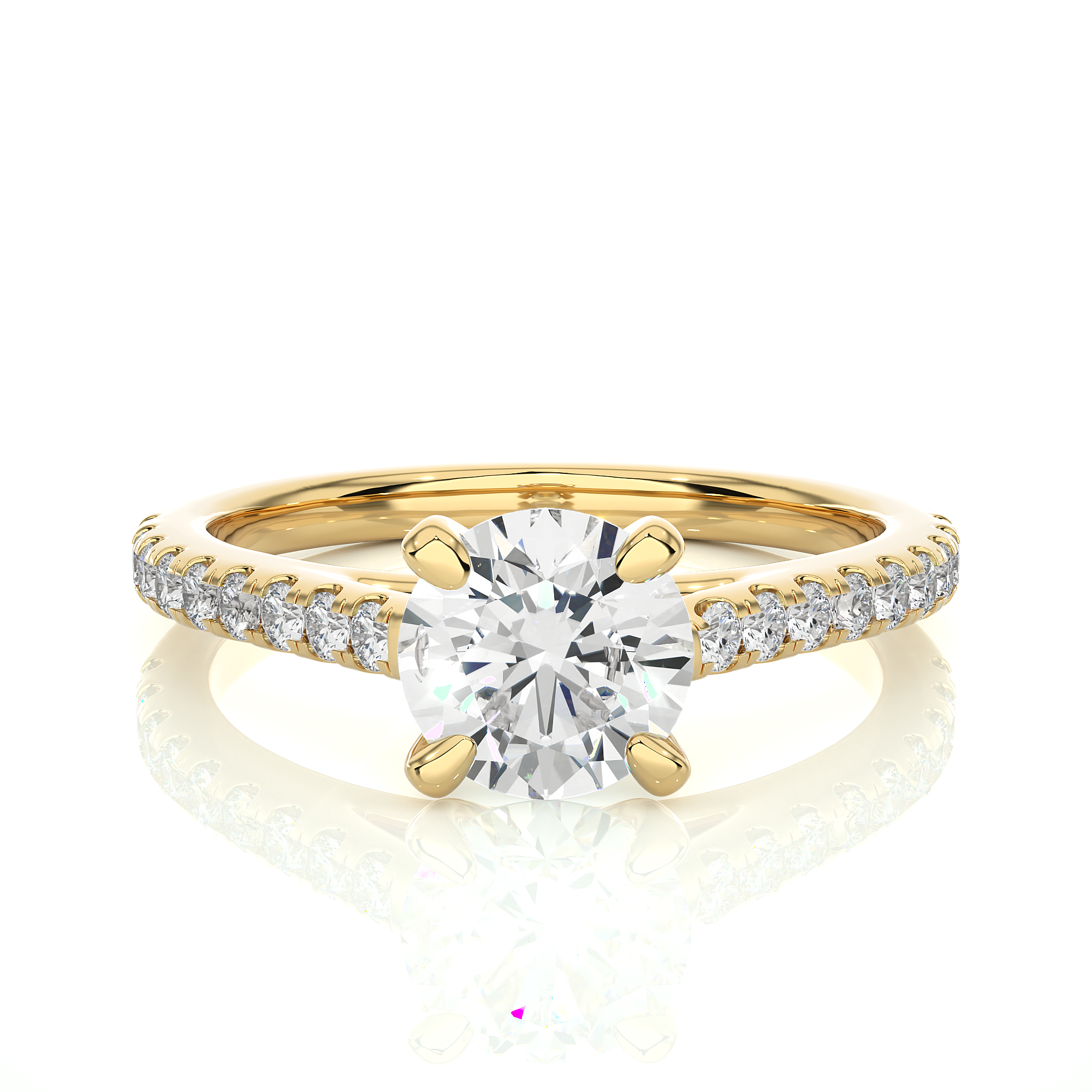 1.36Ct Round Solitaire Diamond Ring in Yellow Gold - Blu Diamonds