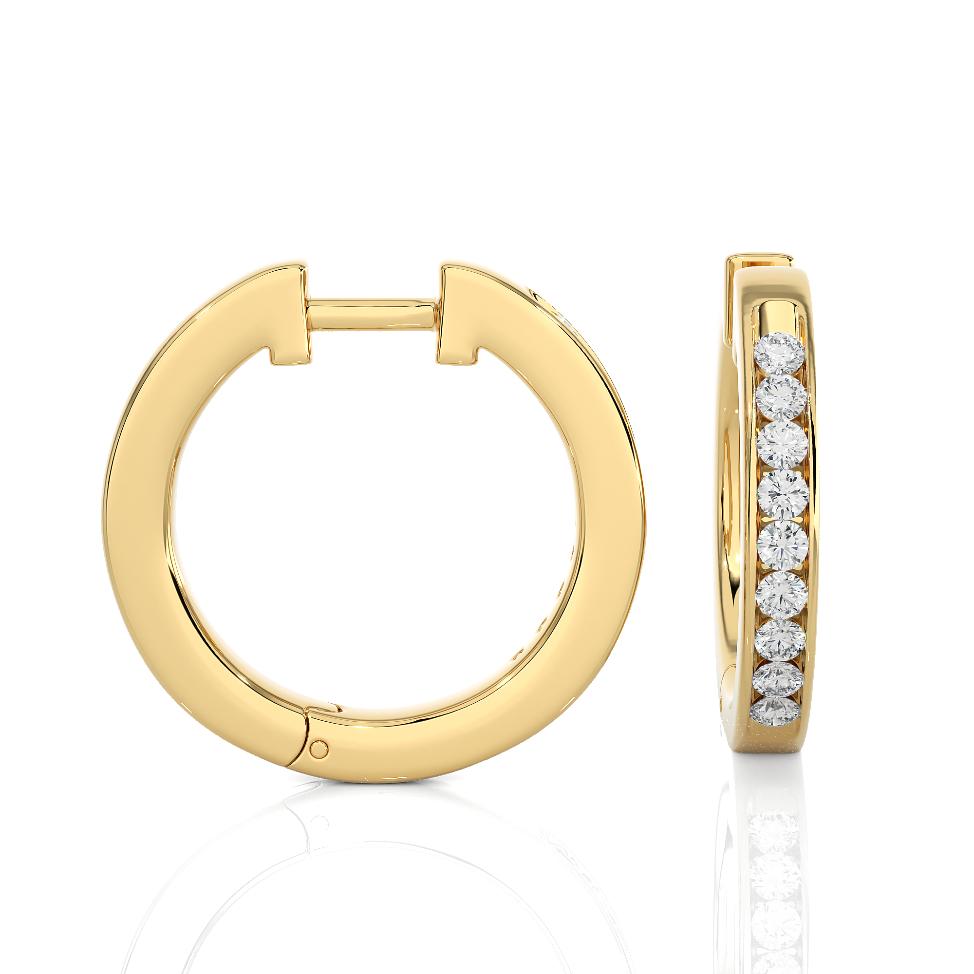 0.52Ct Round Lab Grown Diamond Hoop Earrings in 14Kt Yellow Gold - Blu Diamonds