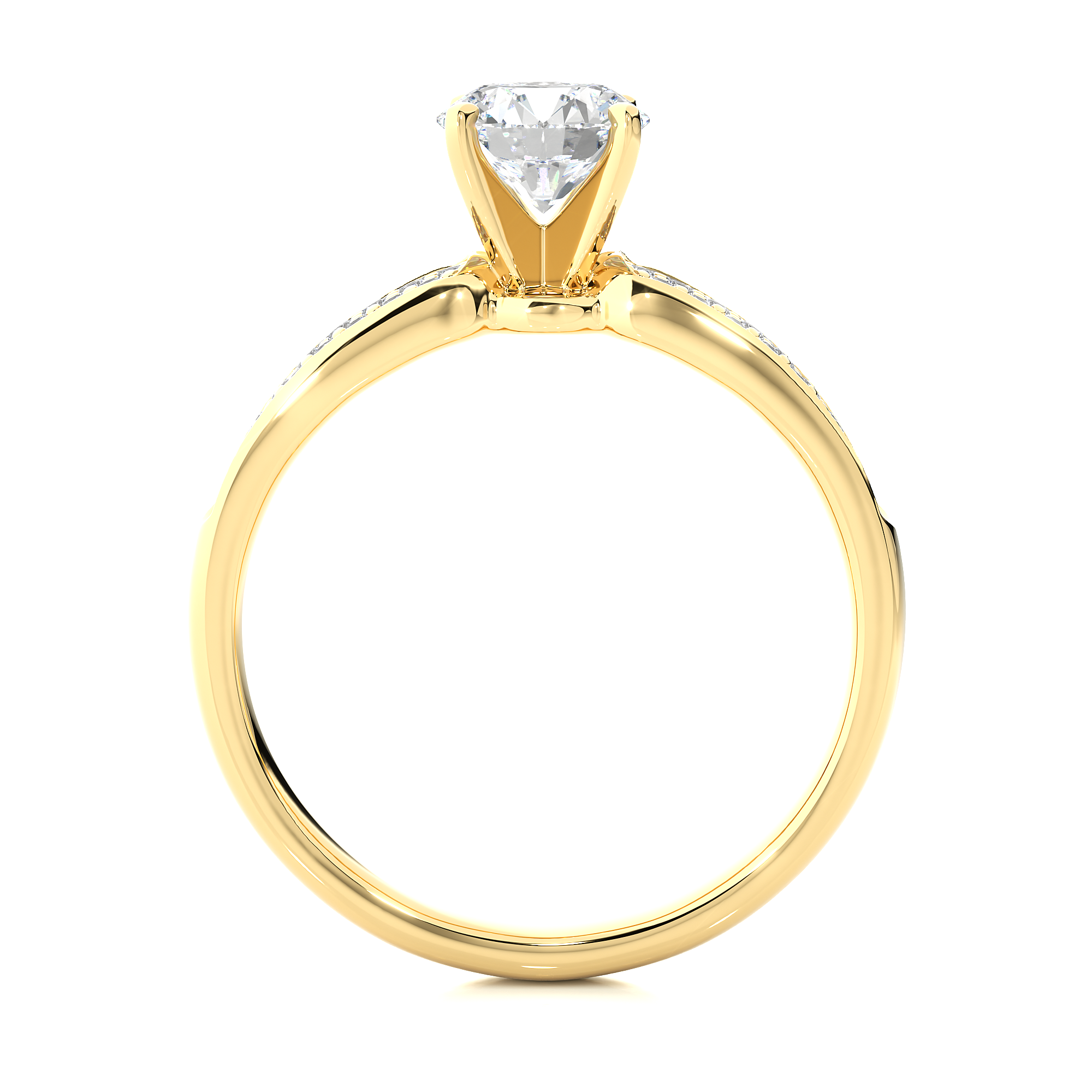 1.02 Ct Round Cut Diamond Centre Stone 14kt Yellow Gold Ring - Blu Diamonds