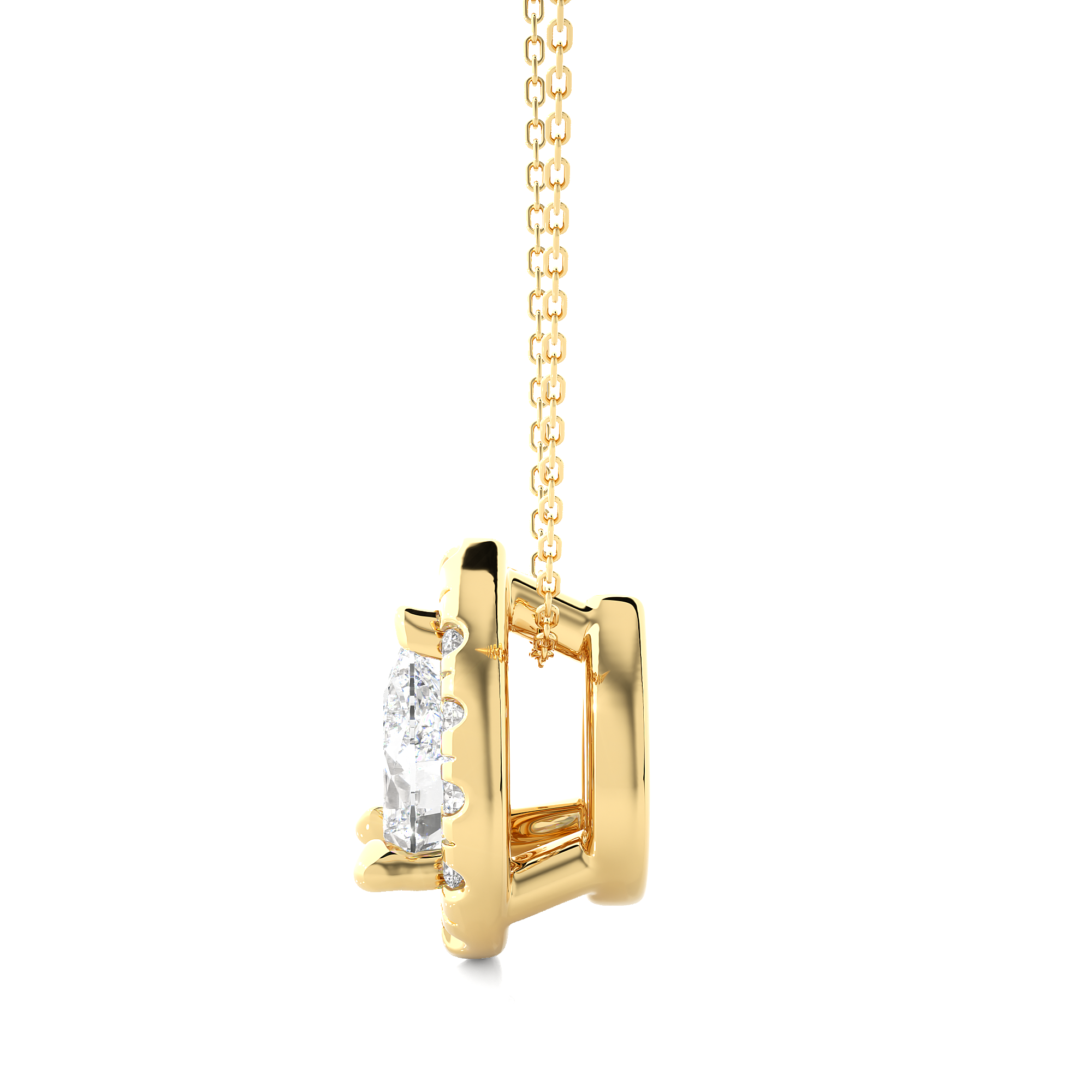 Yellow Gold 0.8Ct Pear Shaped Lab Grown Diamond Pendant - Blu Diamonds