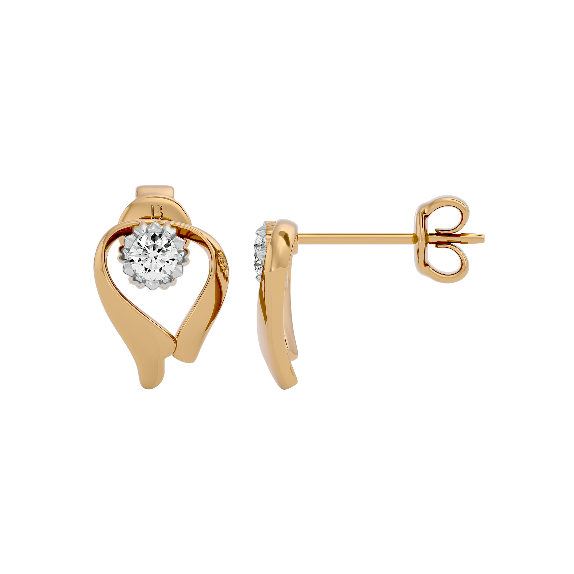 0.12 Carats Dimaond Solitaire Earring 14Kt Gold - Blu Diamonds