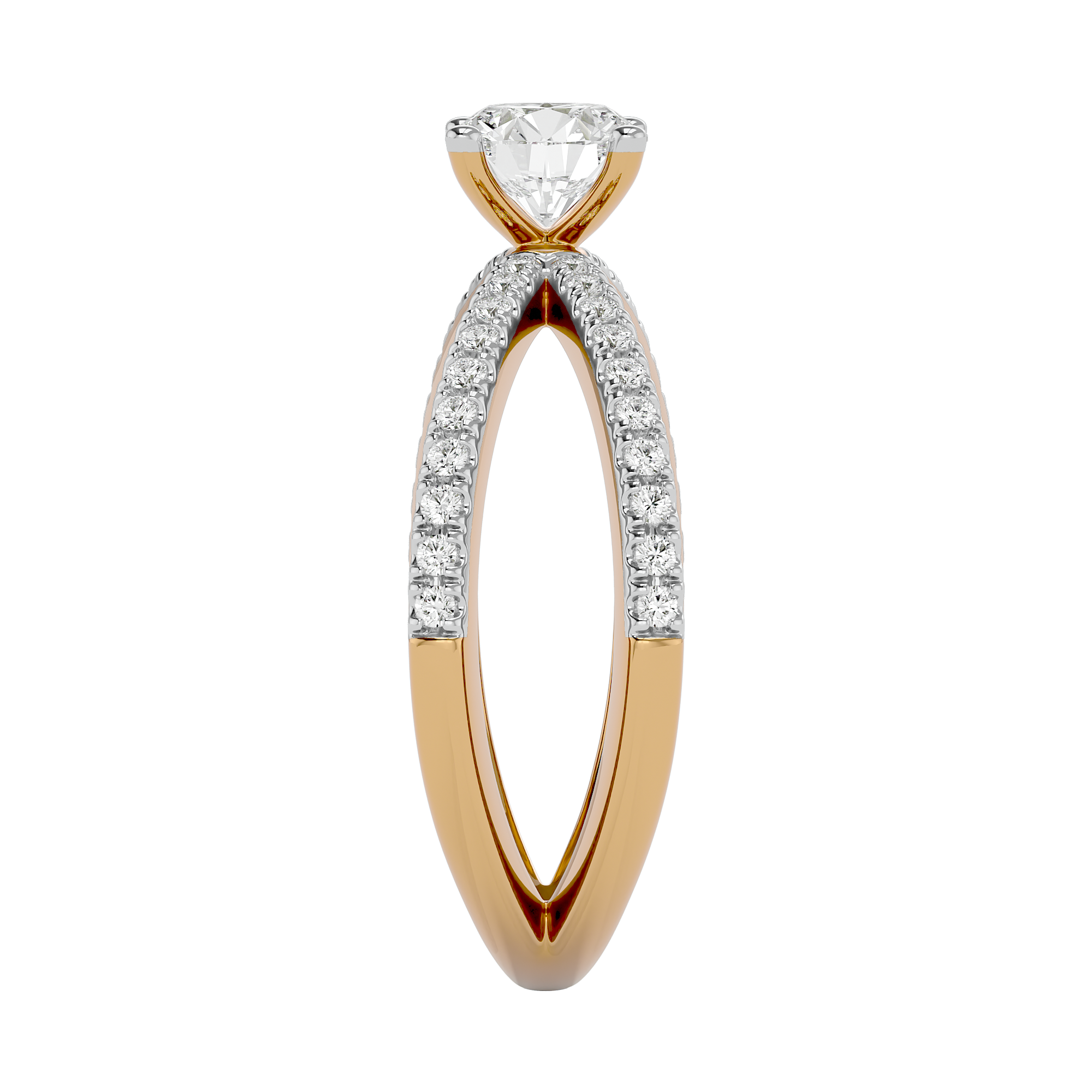 Round Cut Solitaire Lab Grown Diamond Ring in 14Kt yellow gold metal - Blu Diamonds