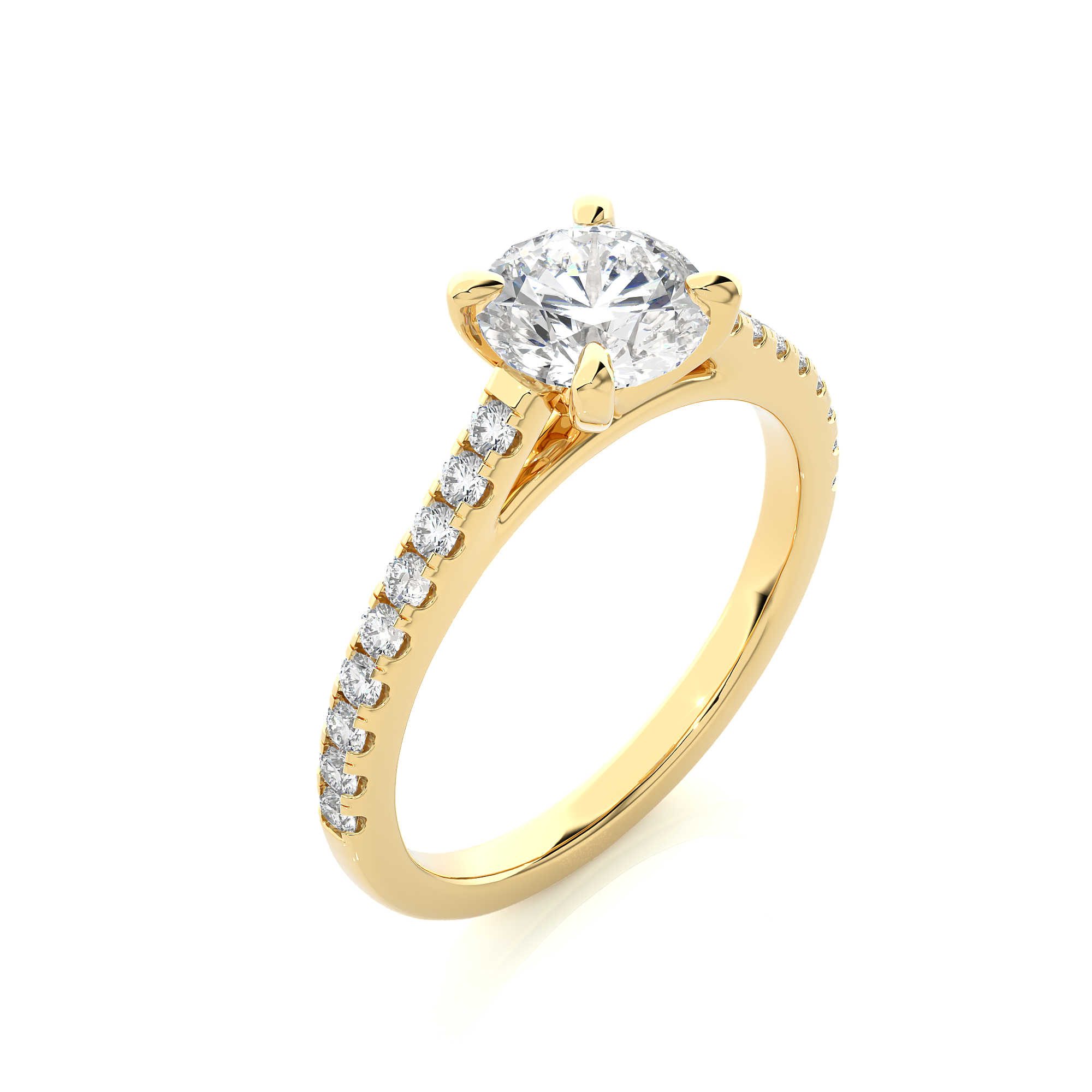 Yellow Gold 1.36Ct Round Solitaire Diamond Ring - Blu Diamonds