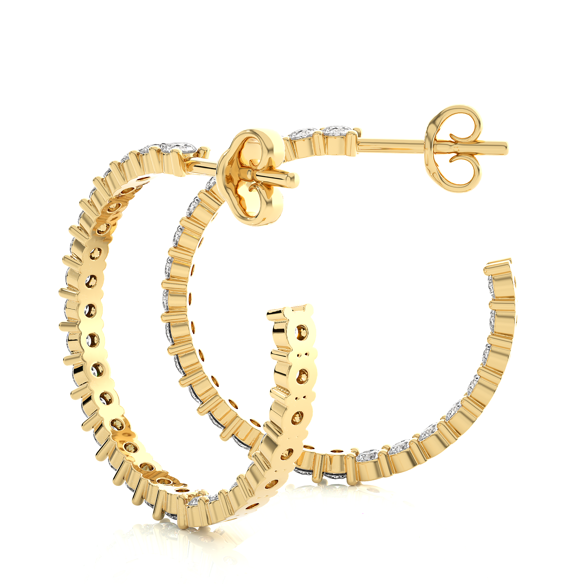 0.92Ct Round Cut Diamond Hoop Earrings in 14kt Gold - Blu Diamonds