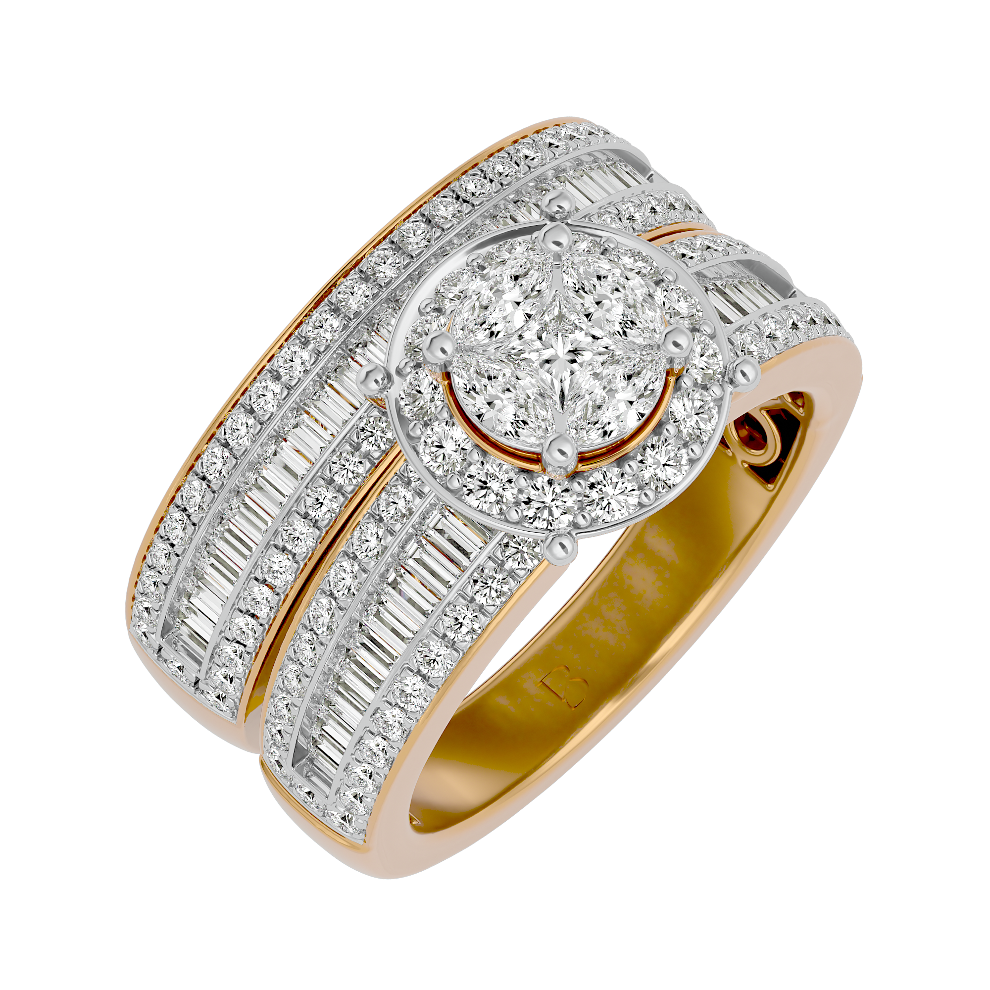 Yellow Gold 1.76 Ct Princess Cut Engagement Ring - Blu Diamonds