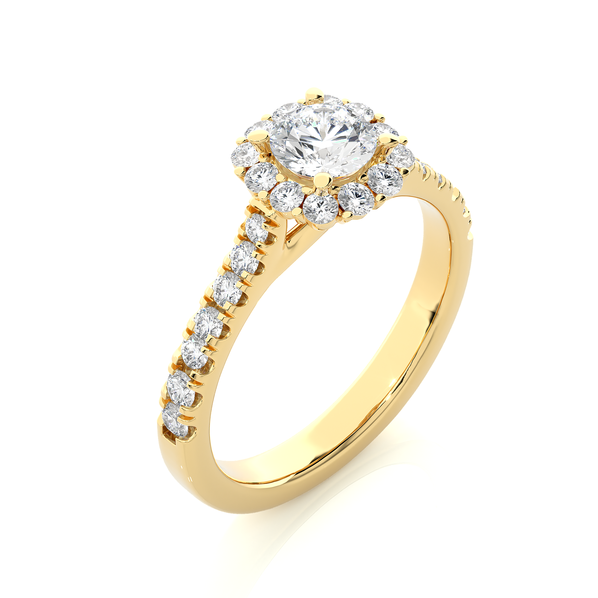 1.10Ct Round Shaped Solitaire Diamond Ring in 14Kt Gold - Blu Diamonds