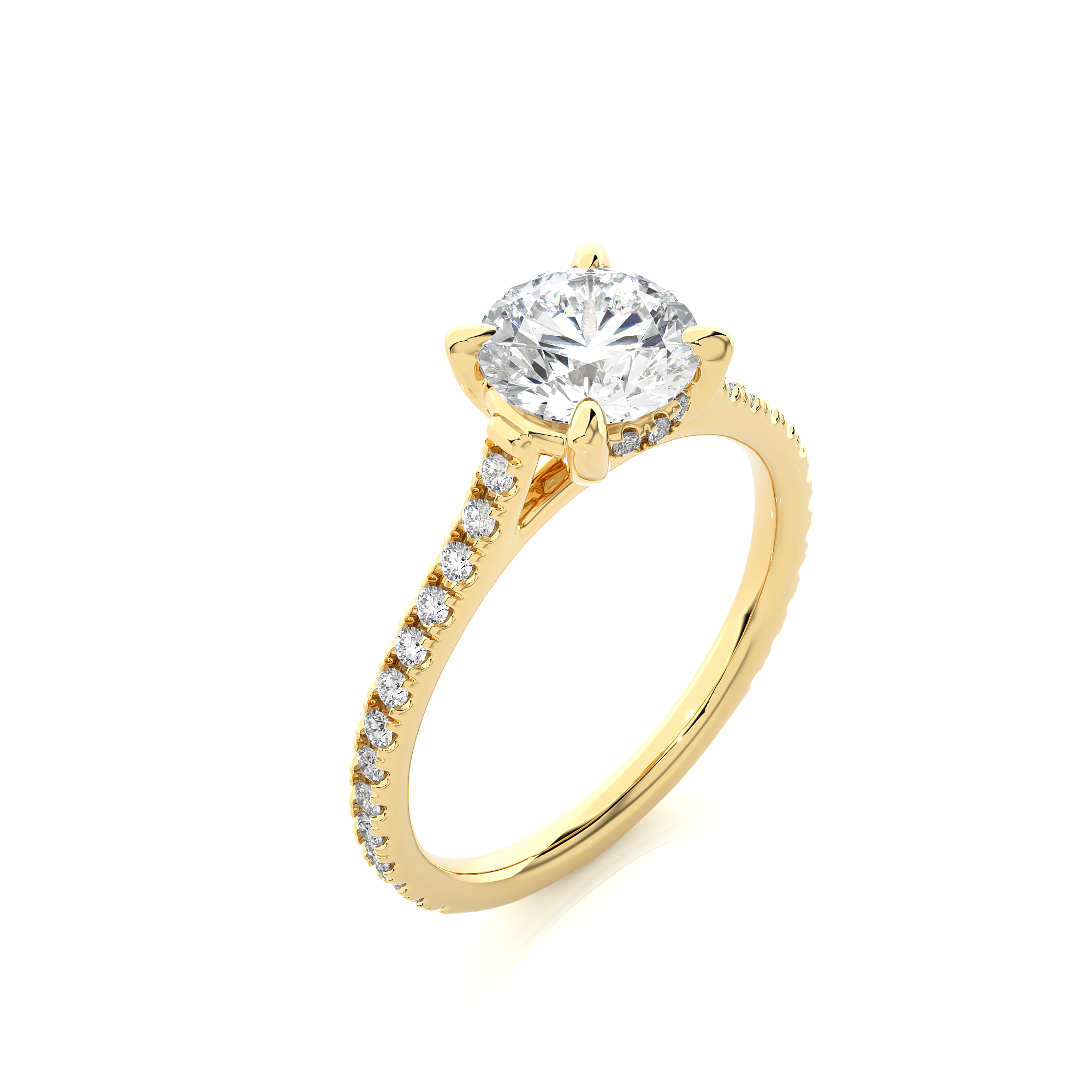 Yellow Gold 1.58Ct Round Cut Solitaire diamond Ring - Blu Diamonds