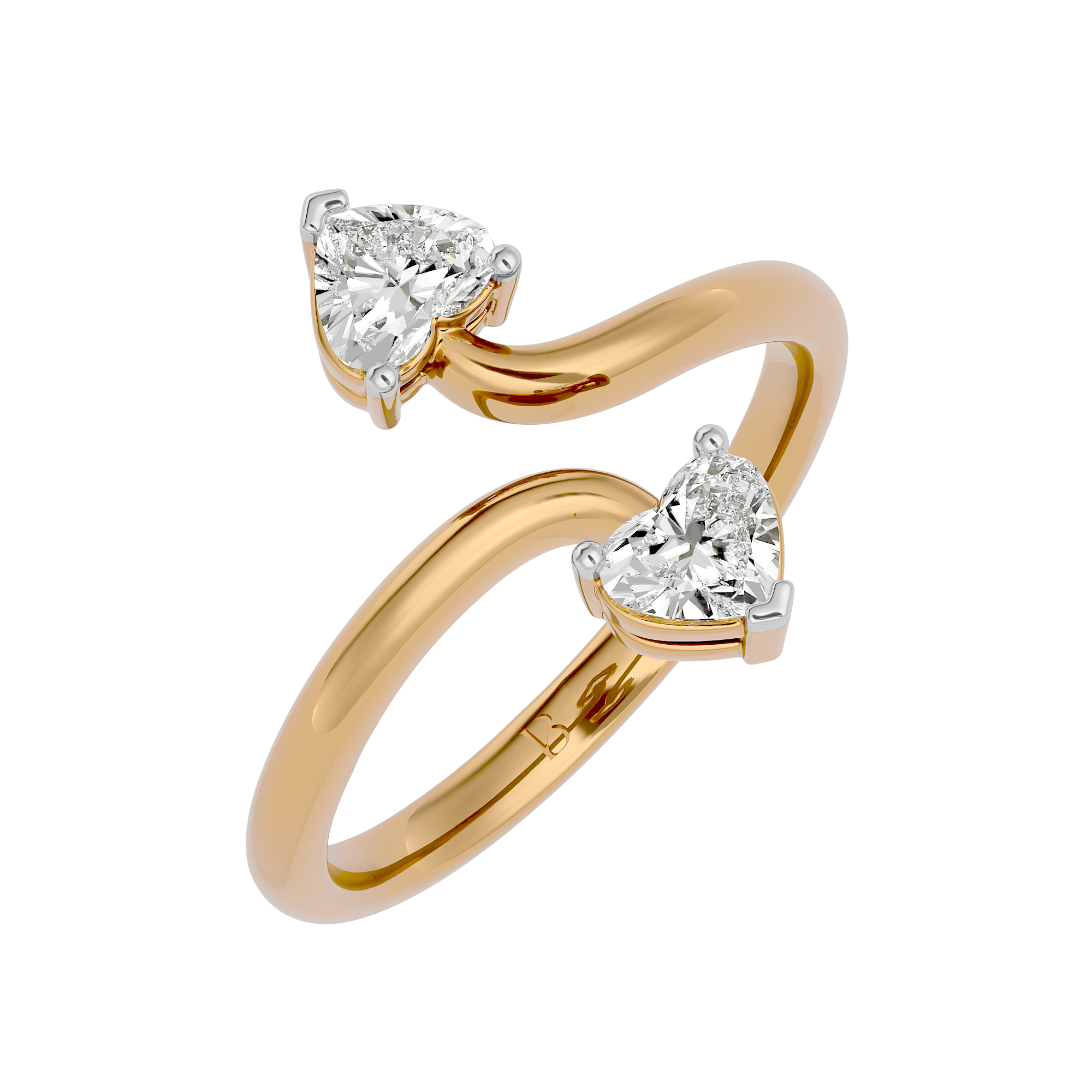 14Kt Gold 0.66Ct Heart Shaped Promise Ring - Blu Diamonds